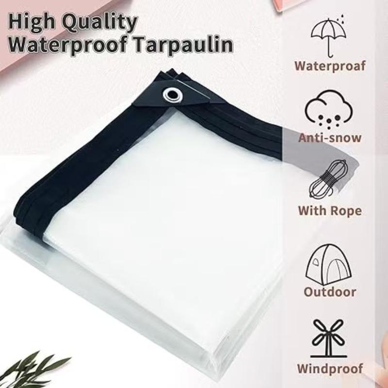 1 Stück PE Verdickt Transparent Wasserdichtes Tuch Reißfest Staubdicht Kunststoff Wachstuch Outdoor Überdachung mit Verstärkten Metallösen Geeignet