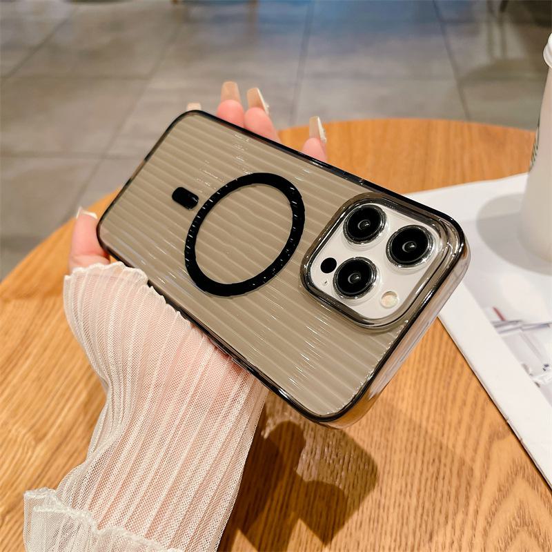 

Летний чехол для iPhone 15 с рифленым узором, магнитной присоской, теплоотводом и прозрачной мягкой оболочкой для 13Promax, 14, 12. iPhone 12
