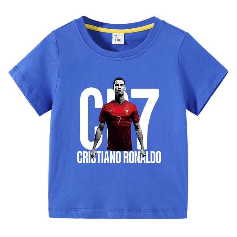 2026 Hot Selling Boys T-Shirt CR7 Football Print Short Sleeve O Neck Breathable Summer Casual Sports Kids Tops Tees