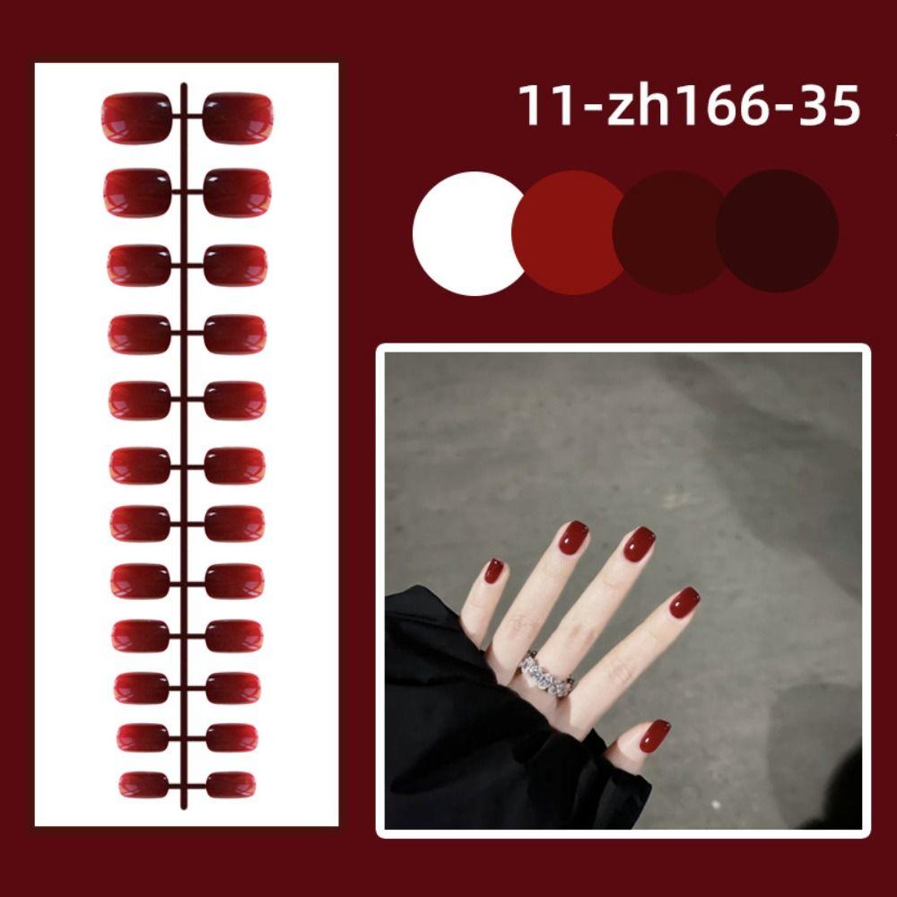 24Pcs Full Cover Cor Sólida Unhas Postiças Mini Press-on Unhas Curtas Cabeça Quadrada Unhas Postiças Mulheres