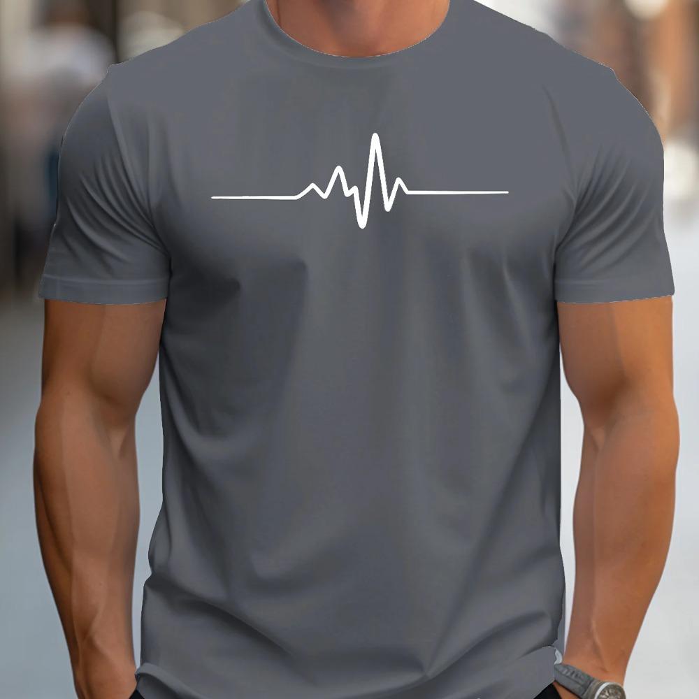 Men's short sleeved round neck T-shirt with creative pattern printing for casual sports comfort breathability and quick drying