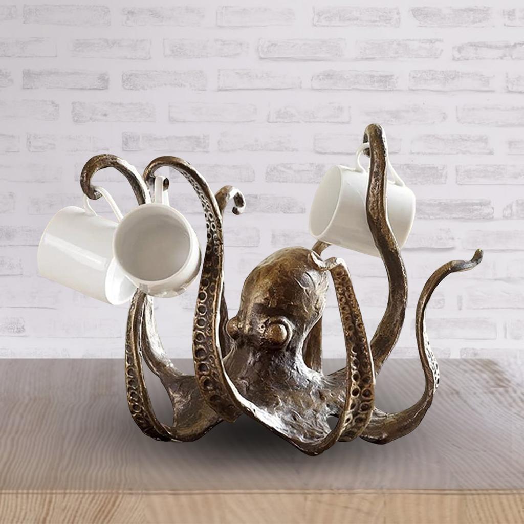 Octopus Coffee Cup Holder Resin Rack Organizes 8 Cups Durable Kitchen Storage Shelf Stylish Bathroom Decor Gift 27x19cm