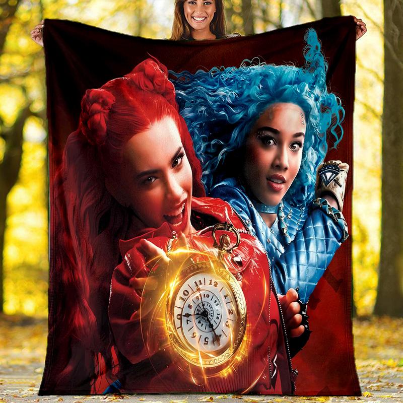 1pc Descendants The Rise of Red2 Theme Blanket - Digital Print, Polyester, Cozy for All Seasons, Perfect for Outdoor, Camping, and Travel
