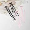 2/6pcs set of sweet style bow Rhine stone hair clips with flowing ribbons, fabric hair clips, solid color hair accessories set