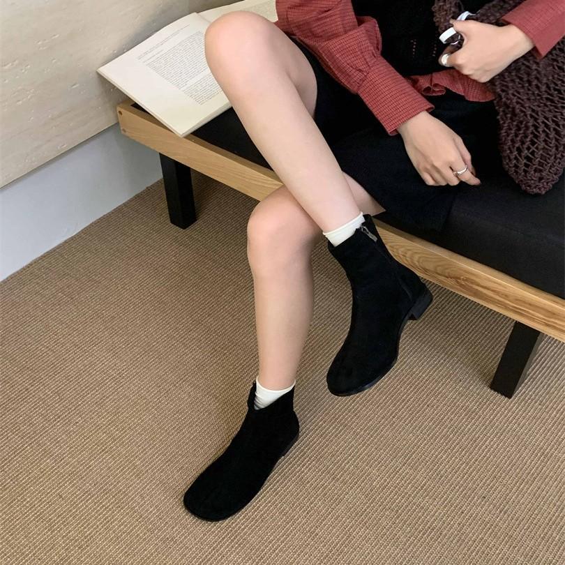 Trendy brand flat-soled retro Martin boots women's shoes 2025 new autumn and winter Boken and ankle boots Boken small short boots