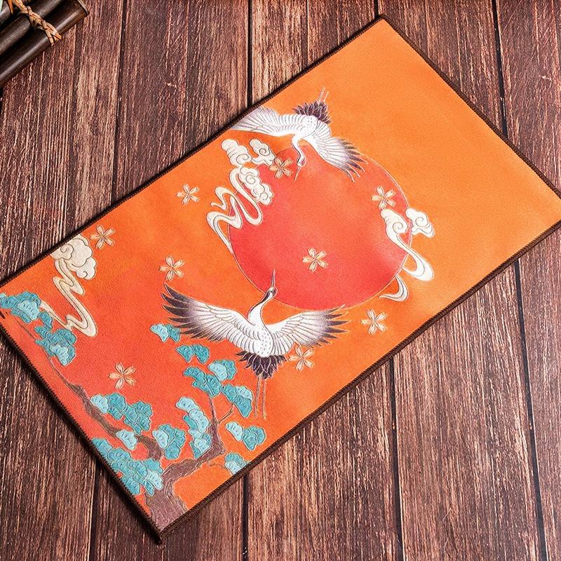 1Pc 16x29cm Colored Tea Towel Teahouse Household Creative Antique Absorbent Suede Tea Mat Printing China-Chic Tea Cloth