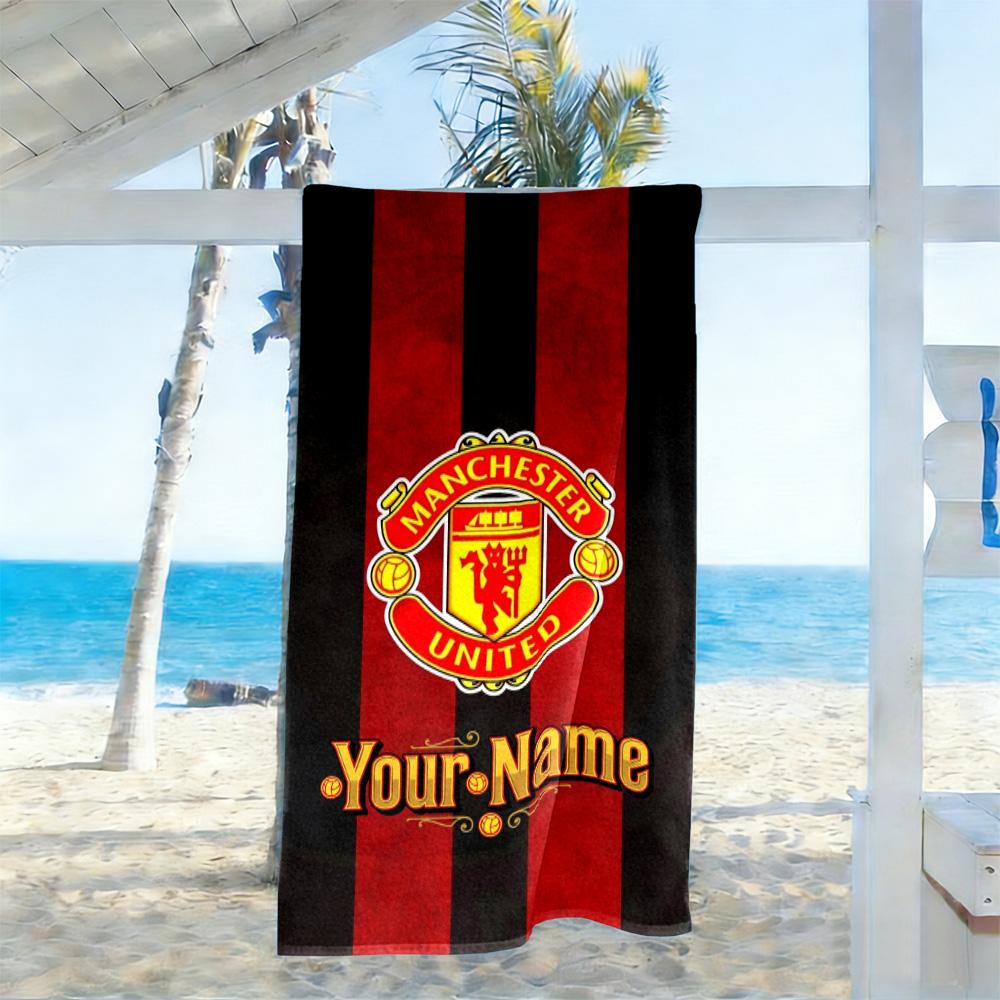 Manchester Customized Name Beach Towel Quick-Dry Soft Microfiber Perfect for Traveling Yoga Camping and Swimming