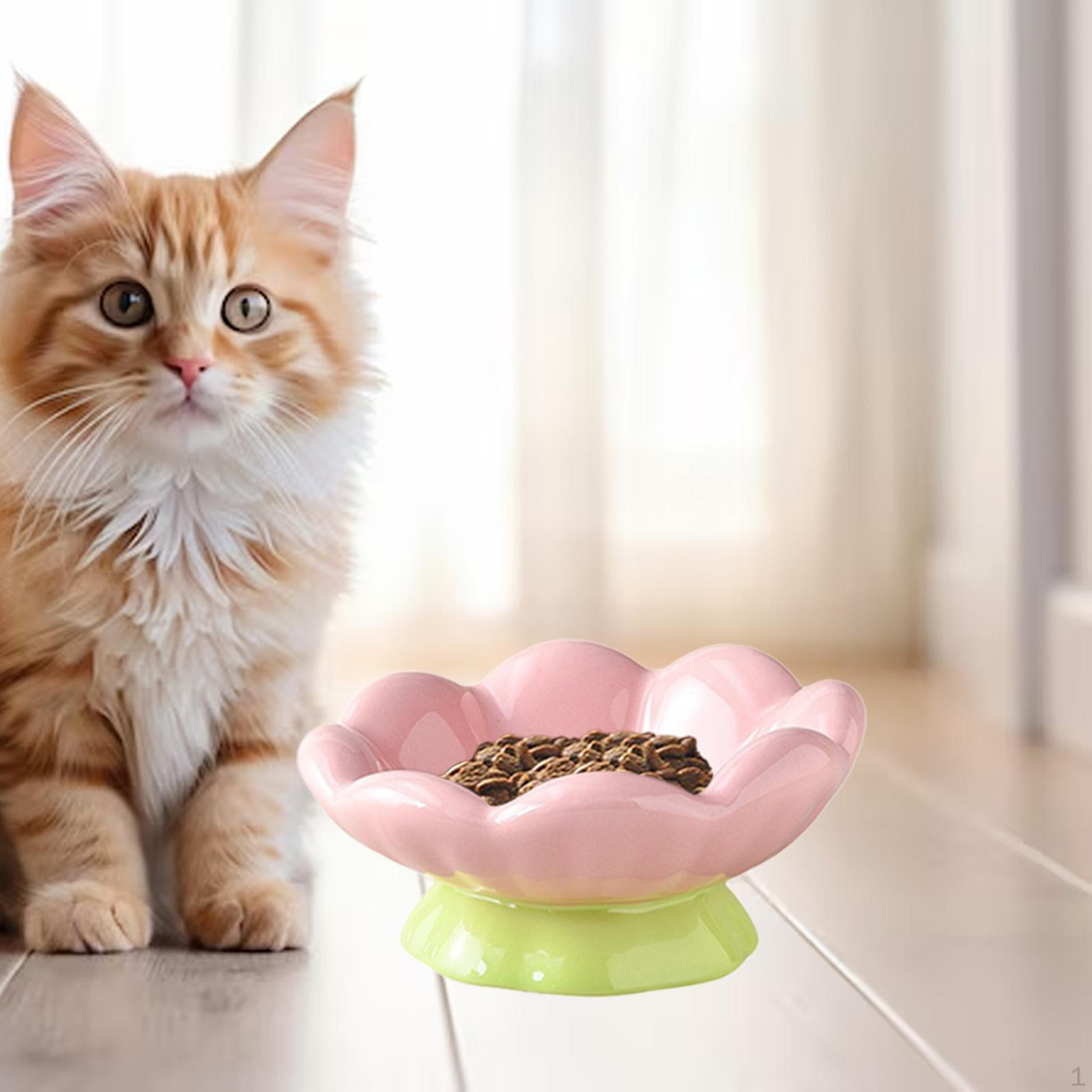 

Pet Bowl Cat Feeder Dish Ceramic Food Feeding Accessory Tulip Shape Puppy for Tall Bowl
