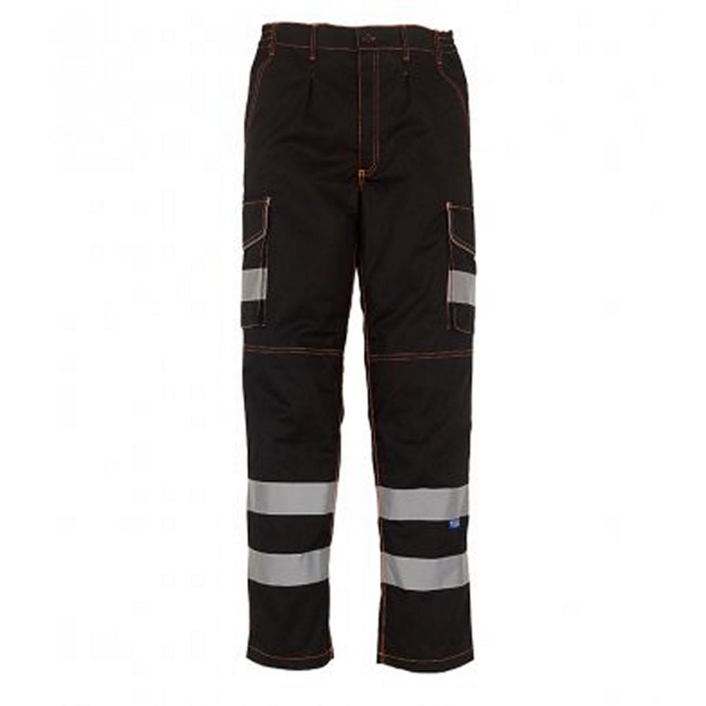 Yoko Mens Hi-Vis Cargo Trousers With Knee Pad Pockets