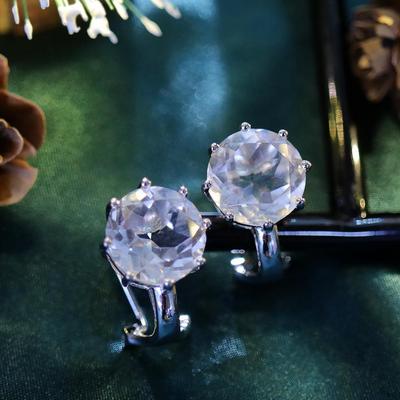 Moda semplice Design rotondo Orecchini in quarzo bianco naturale Nuove donne 925 gioielli in argento sterling regalo da indossare ogni giorno