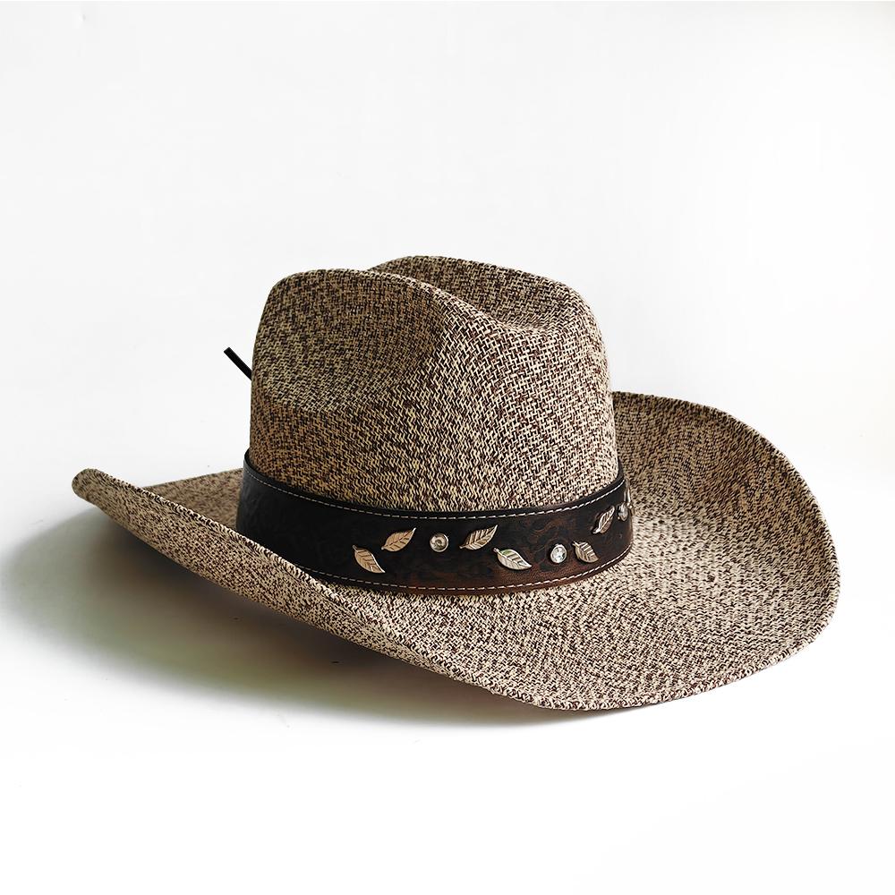 Sombrero de Vaquero Occidental de Ala Ancha Sombrero Tejido a Máquina Para Mujeres Hombres Protección Solar para Exteriores Playa Viajes Vacaciones