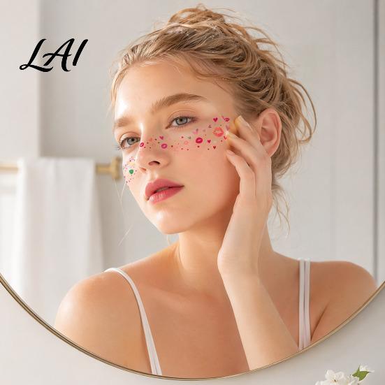 Party Tattoo Stickers Waterproof Temporary Sticker for Face Women Girls Face Easy Apply Decal Decorative Fake Valentine's Day Wedding Parties