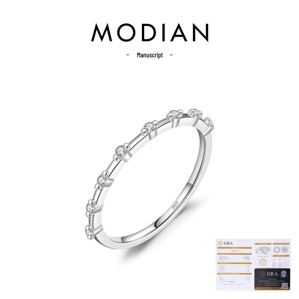 MODIAN Women's Moissanite Sterling Silver Luxury Shiny Ring