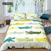 Crocodile Duvet Cover Set Wild Alligator Pattern Bedding Set Wildlife Style Comforter Cover Horror Animal Theme Twin Quilt Cover