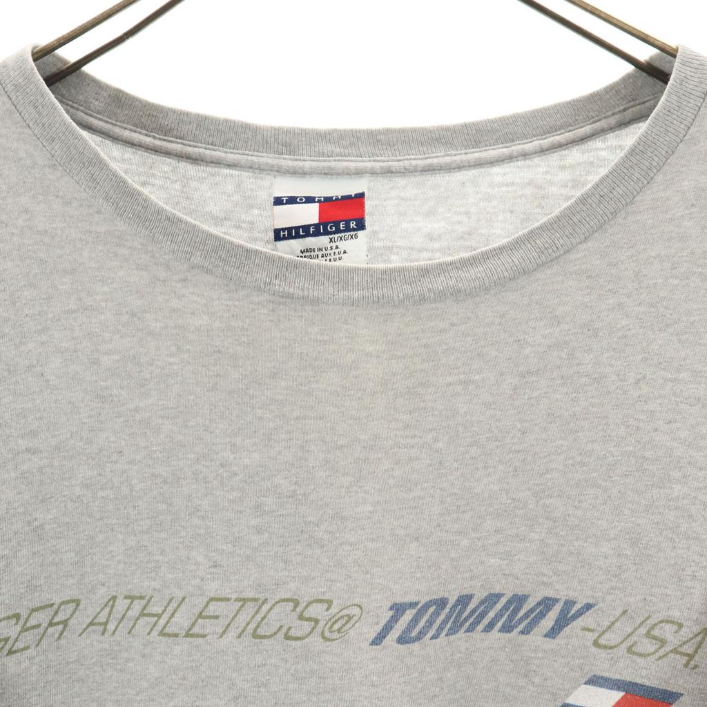 TOMMY HILFIGER 90s Made in USA Old Short sleeve T-shirt XL gray Men's Used