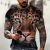Summer Fashion Men's T-shirt Animal Tiger Leopard Pattern 3D Print Casual Loose Outdoor Boy Short Sleeve Tees Top Pullover Clothing