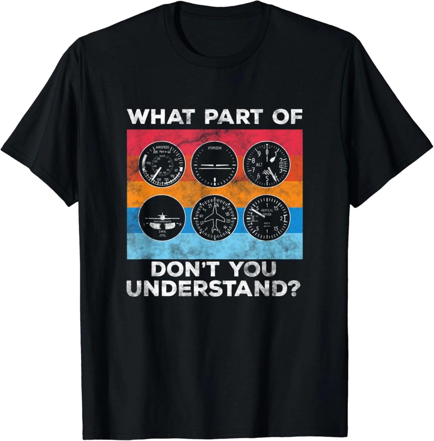 Funny Pilot Art Aviation Airline Pilot Instruments Gift Unisex T-Shirt M