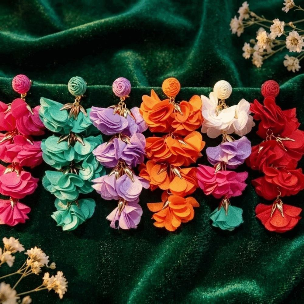 Orecchini a Clip Stile Etnico Design Colorato Orecchini Senza Foratura Orecchini a Fiore Per Donna Regalo