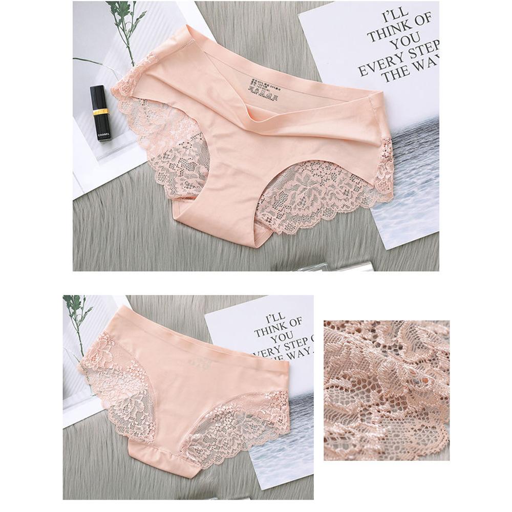 Charmleaks Women’s Panties Sexy Seamless Silky Panties Back Lace Cutout Solid Comfortable Soft Briefs S-2XL 1 PCS