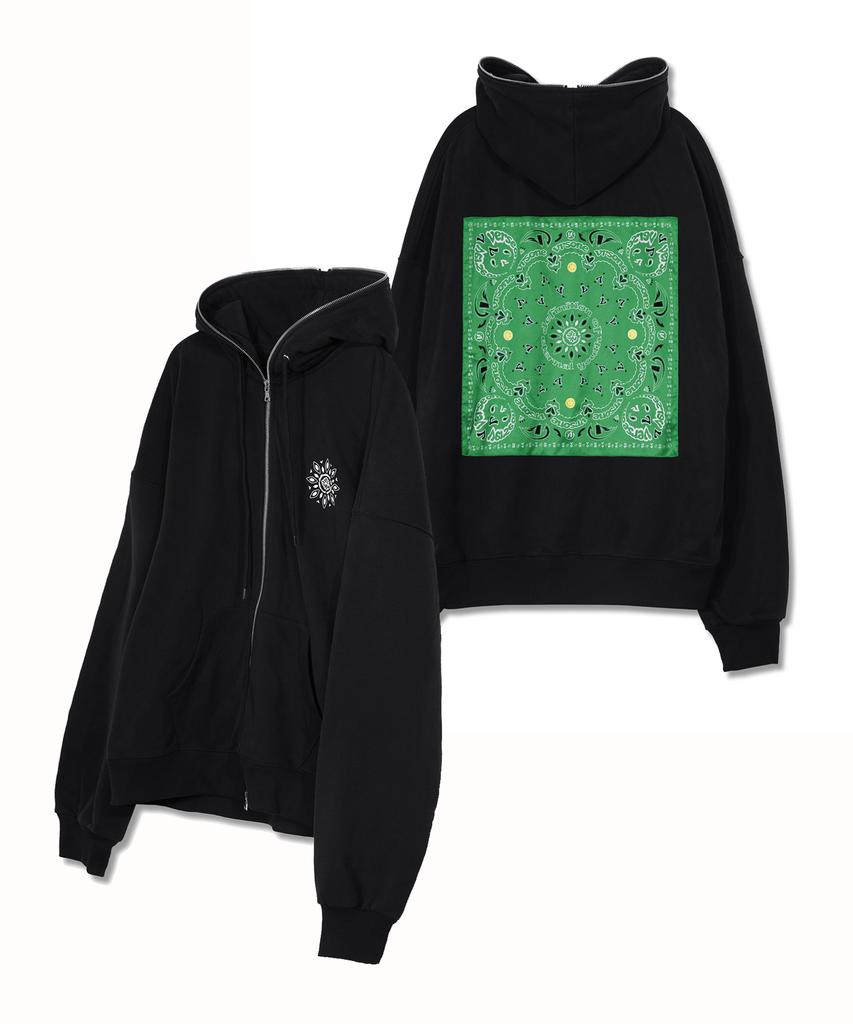 Verse One Paisley Logo Bandana Full Zip Hoodie Black/Green