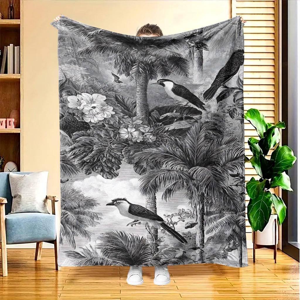 1pc of Tropical Rainforest Flannel Blanket, High-definition Digital Print, All-season Use, Cooling Blanket, Skin-friendly Soft 100% Polyester, the Per