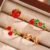 Elegant Cherry Rings Fashionable Rings Adjustable Open Rings Copper Texture Suitable for Dates Parties and Daily Outfits
