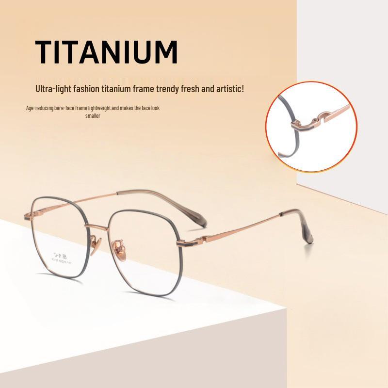 Keming Danyang Retro Eyeglass Frames: Large, Slimming, Unisex, Anti-Blue Light, Titanium, 3127