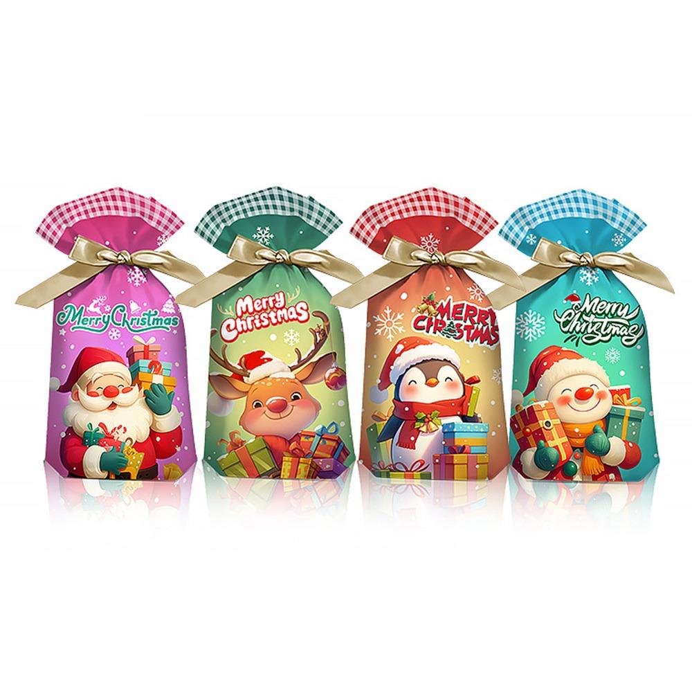 50PCS Multicolor Christmas Gift Bag Mixed Pattern Cartoon Santa Clause Deer Christmas Packaging Bag Xmas Tree Snowman