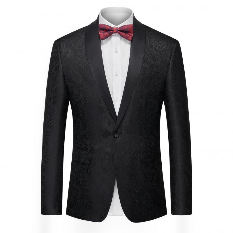 Men's Slim-Fit Jacquard Blazer: Stylish Single-Breasted Formal Wear for Stage Performances, Weddings, and Banquets