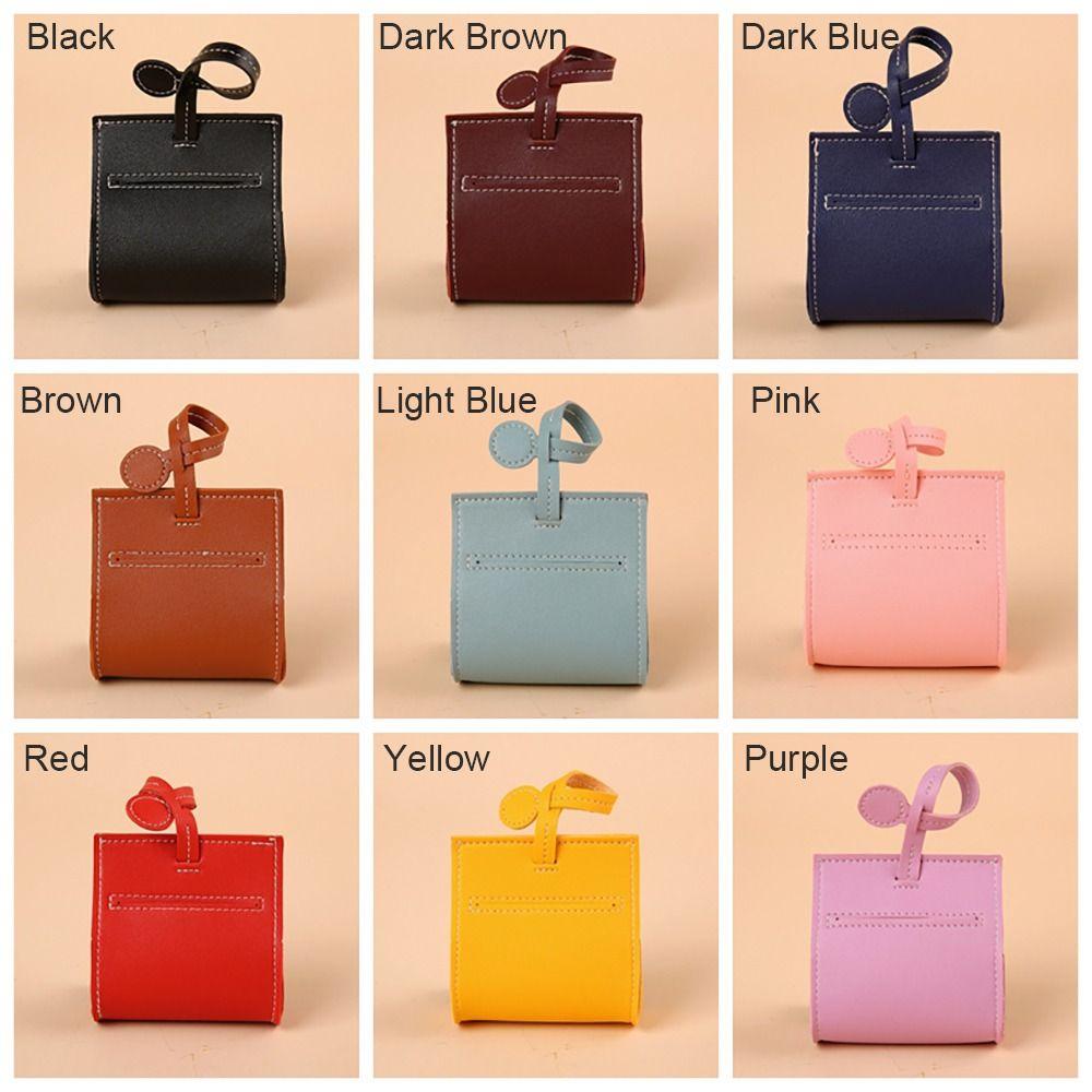 PU Leather Dog Poop Bag Dispenser Hangable Portable Dog Waste Bag Cover Solid Color Puppy Garbage Bags Holder