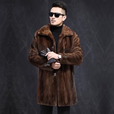 Nouă haină de blană de nurcă cu imitație înaltă de blană de nurcă pentru bărbați.