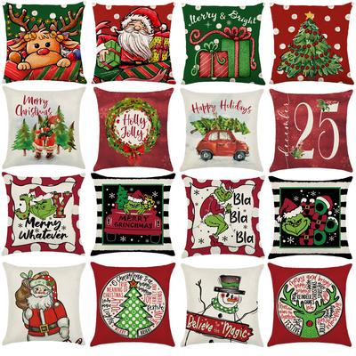 New Christmas Pillow Cover Elk Snowman Linen Sofa Pillow Household Products