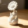 Matte Sunflower Tabletop Figurine 3D Printed Ornament, Nordic Style White Flower Desk Decor, Floral Statue Aesthetic Table Shelf Decoration,