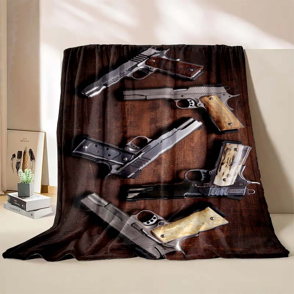 6 Sizes Arms Gun Art Printed Blanket Warm Soft and Comfortable Home Travel Blanket Sofa Bedding Cover Blanket Holiday Gifts