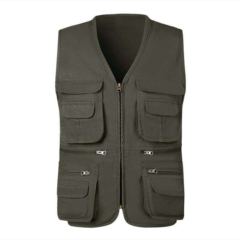 New Men's Cargo Vest Winter Thick Fleece Warm Sleeveless Jacket Solid Color Tactical Coat Men Pockets Work Waistcoat 6XL