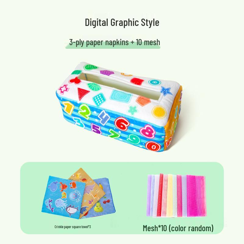 Infant Tear-Proof Tissue Box Toy for Finger Exercise and Simulation Learning