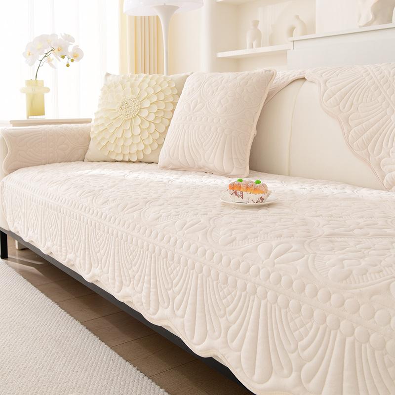 Plush Jacquard Sofa Cover Thicken  L Shape Corner Little Fresh Sofa Towel Cover Non-Slip Couch Protector for Living Room Cushion
