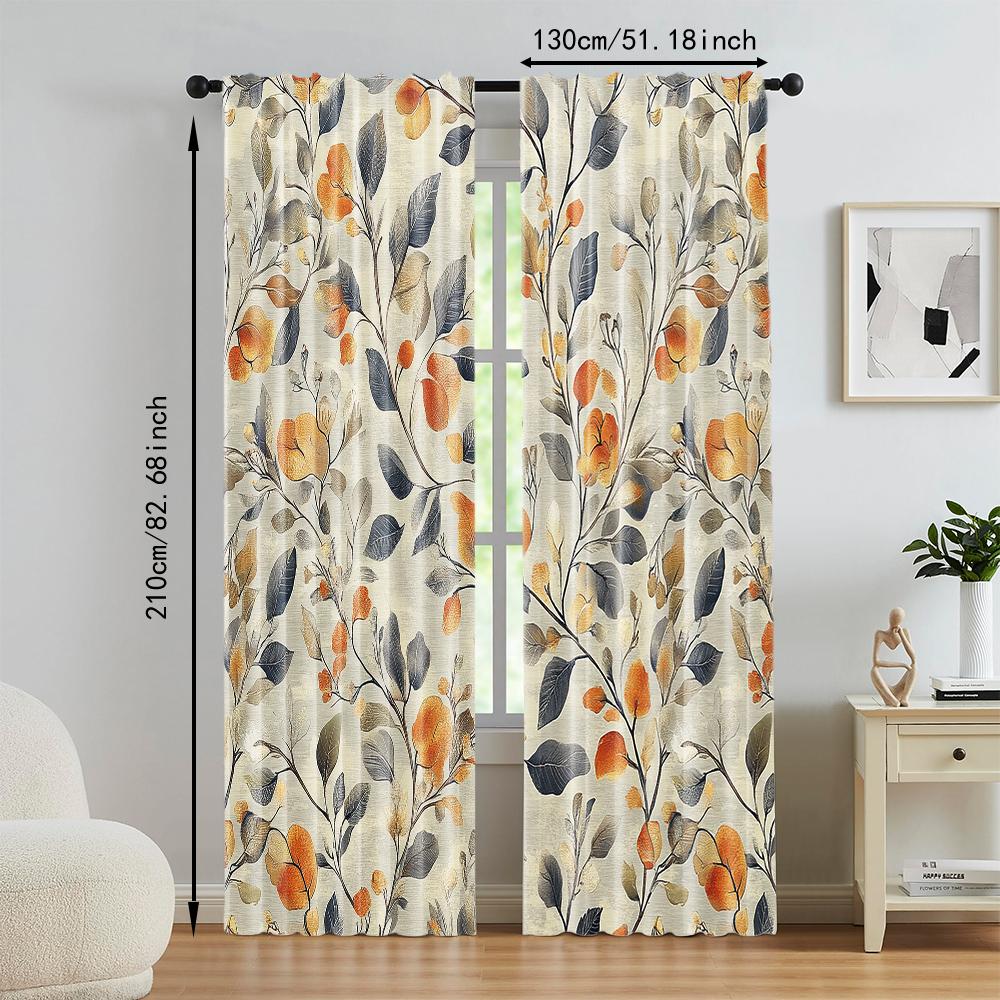 Set Of 2 Versatile Polyester Transparent Curtains Home Decoration Rose Leaf Pattern Use Bedrooms Living Rooms Made Room Window Treatment