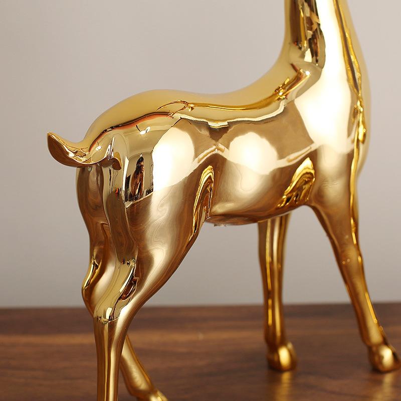 Electroplating Gold Deer TV Cabinet Entrance Ornaments Home Decoration Living Room Resin Craft Decoration