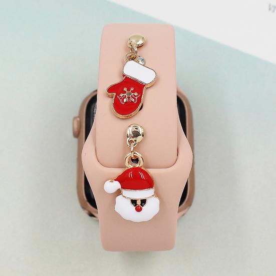 Watch Band Decoration Ring Festive Enamel Colorful Geometric Smooth Decorative Gift Christmas Tree Santa