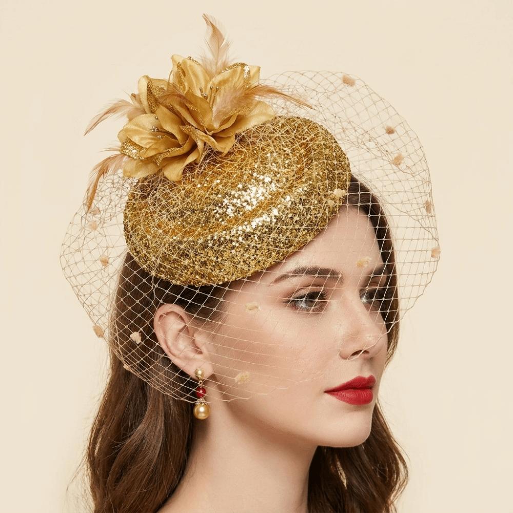 Mesh Felt Fascinator Hat Solid Color Hair Clip Hat Temperament Bridal Headdress Headwear