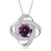 Sterling Clover Pendant Necklace With Full Crystal Zircon Adjustable Chain Women Daily Wear
