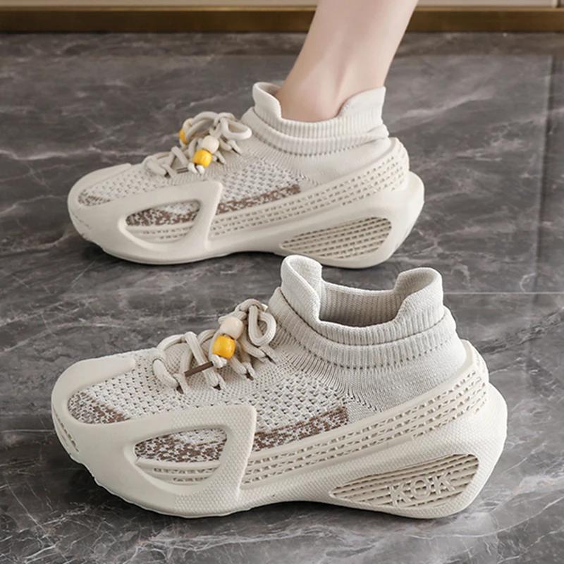Women Platform Sneakers Casual Sports Shoes Lace Up Breathable Shoes High Quality Outdoor Running Tennis Sneakers Footwear 36-41