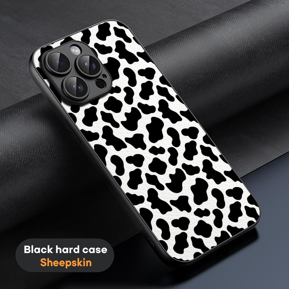 Cow print cteative painting art pattern Phone Case For iPhone 16 15 14 13 12 11 Plus Pro Max Limited Black hard case Sheepskin