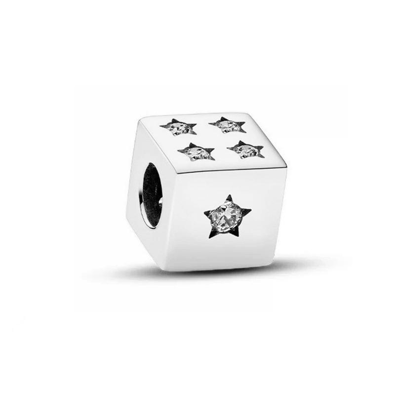 Sparkling Original Charms Fit Original 925Silver Bracelets Paw Print Stones&Enamel Clip Moveable Toy Cube Beads DIY Jewelry Gift