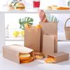 50Pcs Kraft Paper Bags Flat Grease Proof Snacks Cookie Sandwich Food