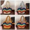 Breathable Crochet Shoulder Bag Large Capacity Seaside Vacation Handbag Knitted Tote Bag  Female