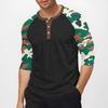 Men's top with three-quarter sleeves and camouflage print