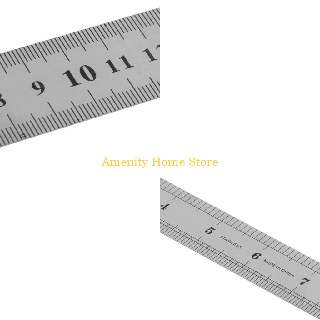 F26C 30CM 12"Steel Stainless Pocket Pouch Metric Metal Ruler Measurement Double Sided