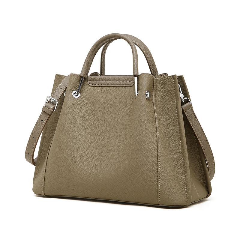 First Layer Cowhide Bag Large-Capacity Handbag Simple Oblique Span Bag Spring Korean Version Commuter Leather Women S Bag 33*15*24